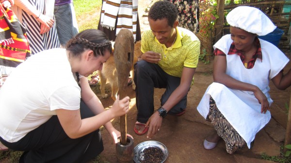 Ethiopia grinding coffee