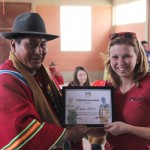 Kate Griswold receives a certificate during her visit to Bolivia. Photos provided courtesy of Kate Griswold