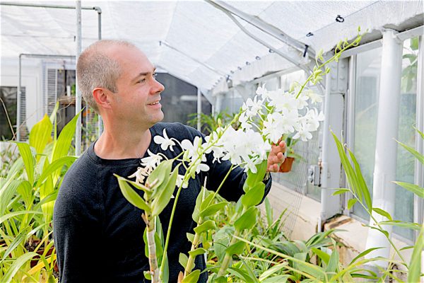 Steve Karlen with orchid plant
